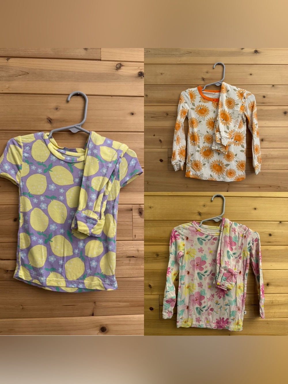 Bundle Girls 2T Bamboo Blend Pajama Sets Sunflower Lemon Milkberry Birdie Bean